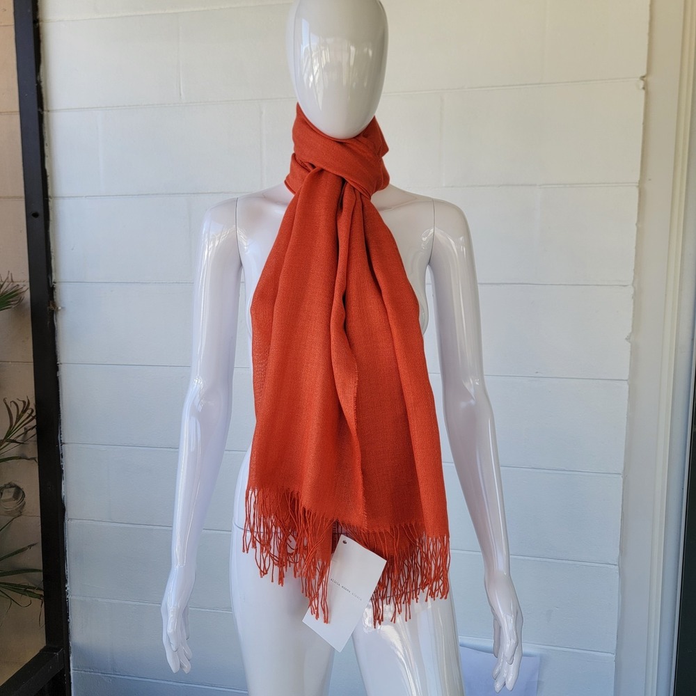 NWT Alicia Adams Alpaca Silk Scarf Orange Women's OS Portofino Wrap Quiet Luxury
